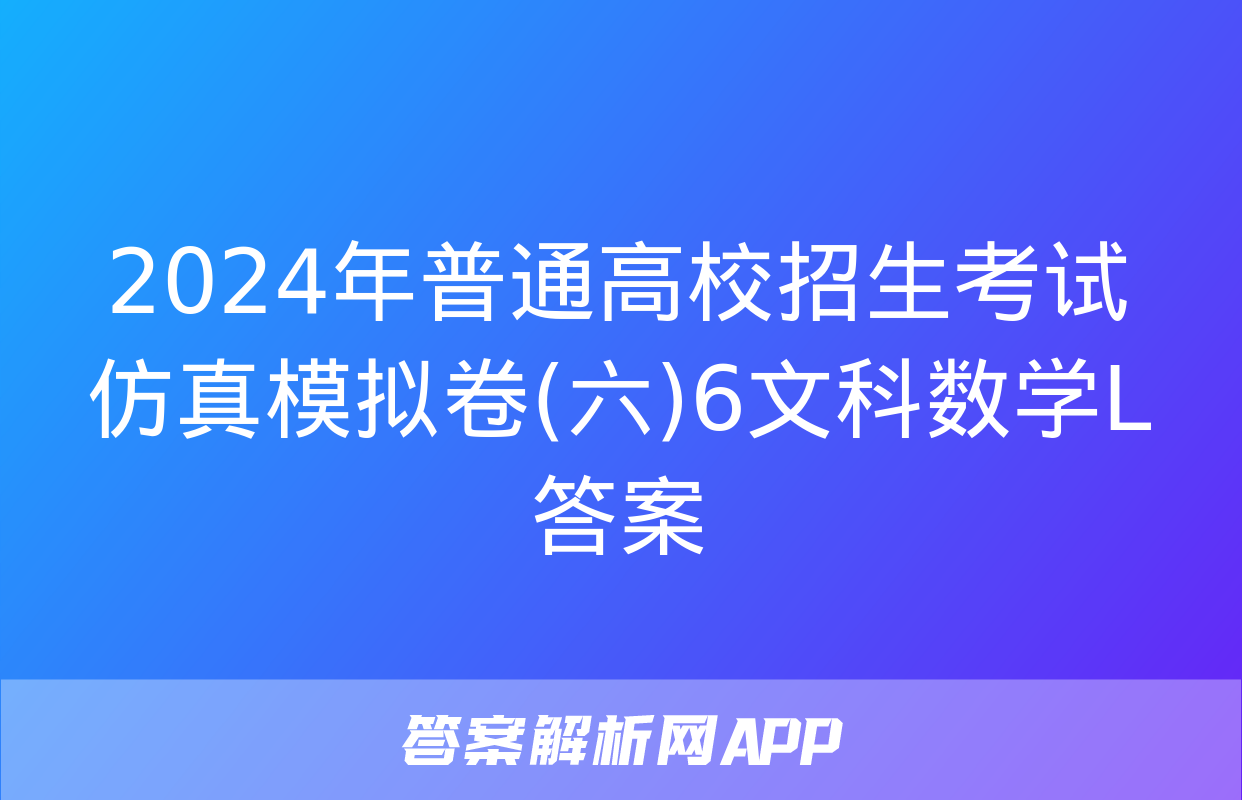 2024年普通高校招生考试仿真模拟卷(六)6文科数学L答案