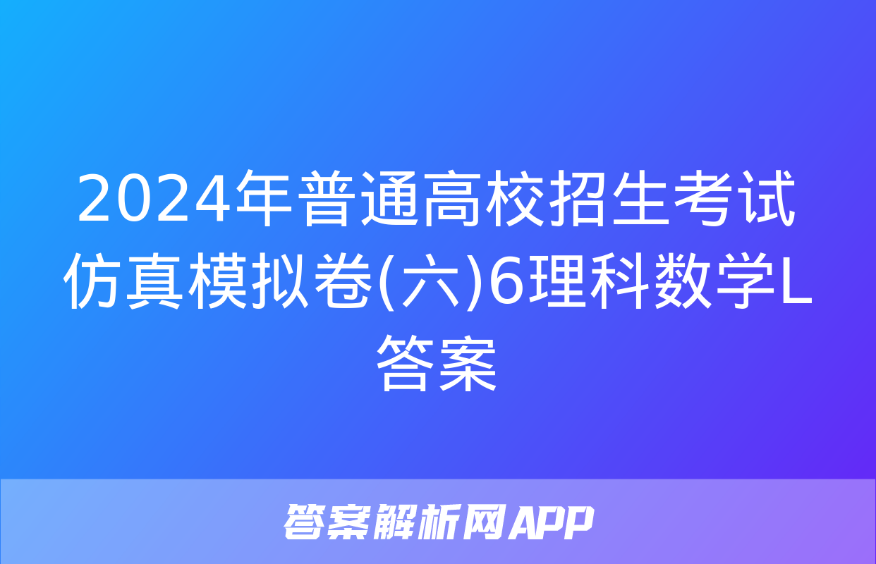 2024年普通高校招生考试仿真模拟卷(六)6理科数学L答案