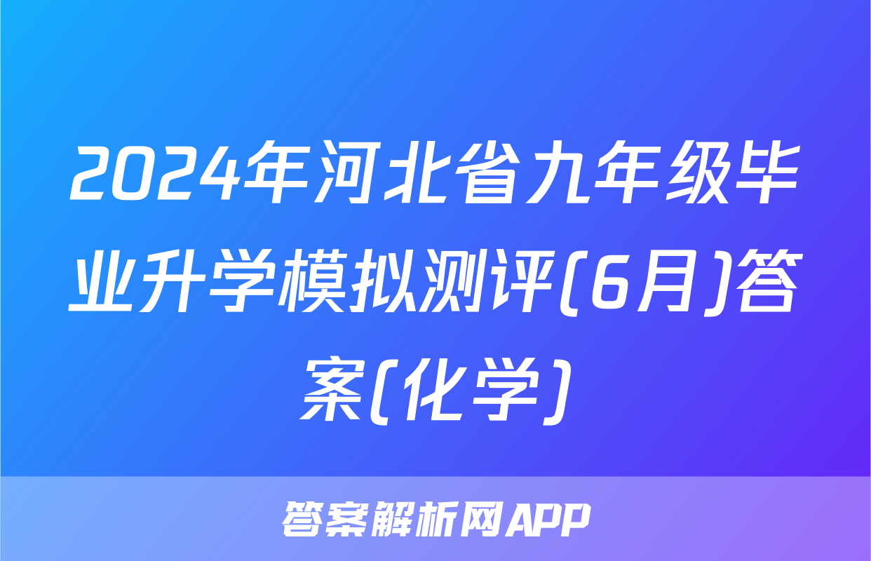 2024年河北省九年级毕业升学模拟测评(6月)答案(化学)