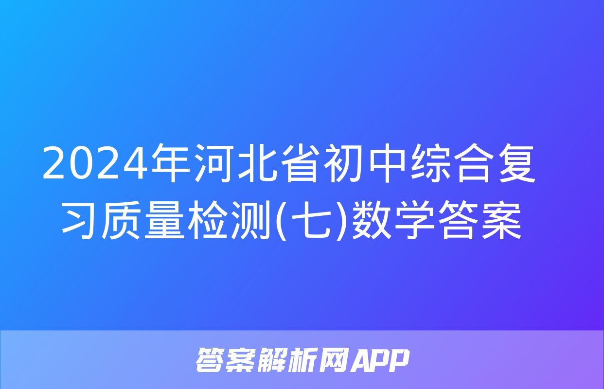 2024年河北省初中综合复习质量检测(七)数学答案