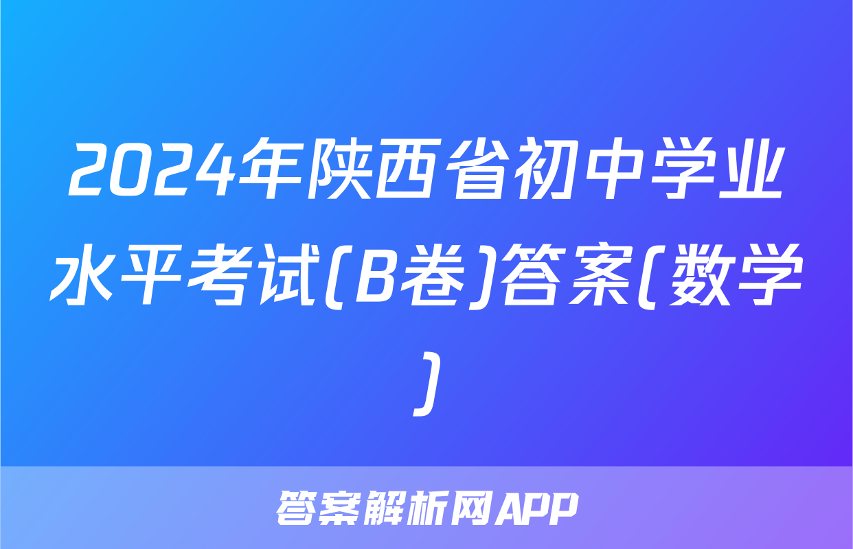 2024年陕西省初中学业水平考试(B卷)答案(数学)