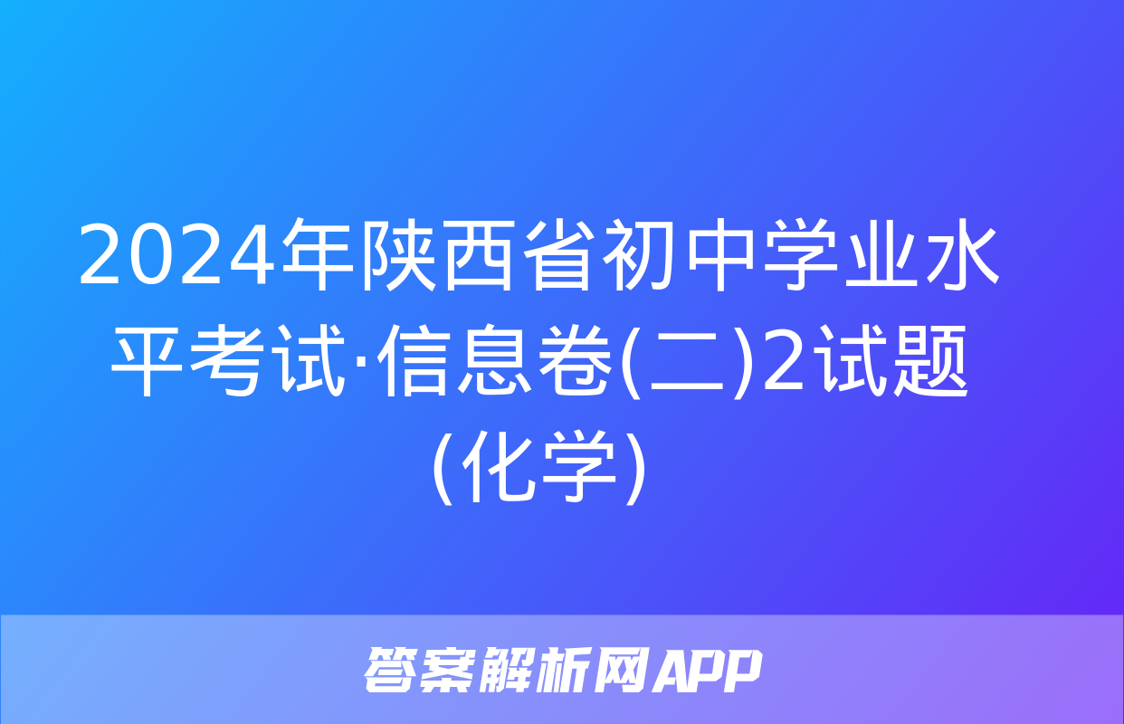 2024年陕西省初中学业水平考试·信息卷(二)2试题(化学)