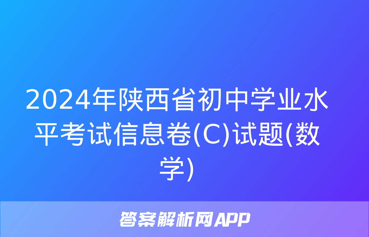 2024年陕西省初中学业水平考试信息卷(C)试题(数学)