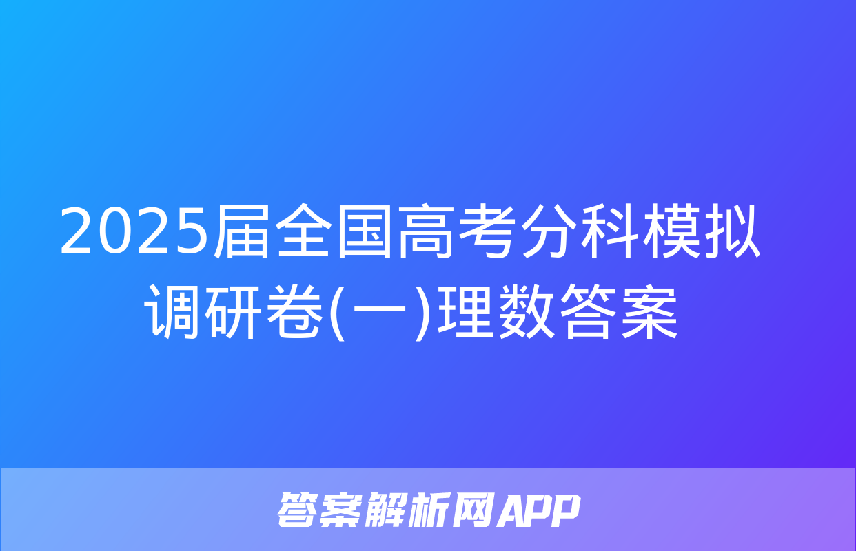 2025届全国高考分科模拟调研卷(一)理数答案