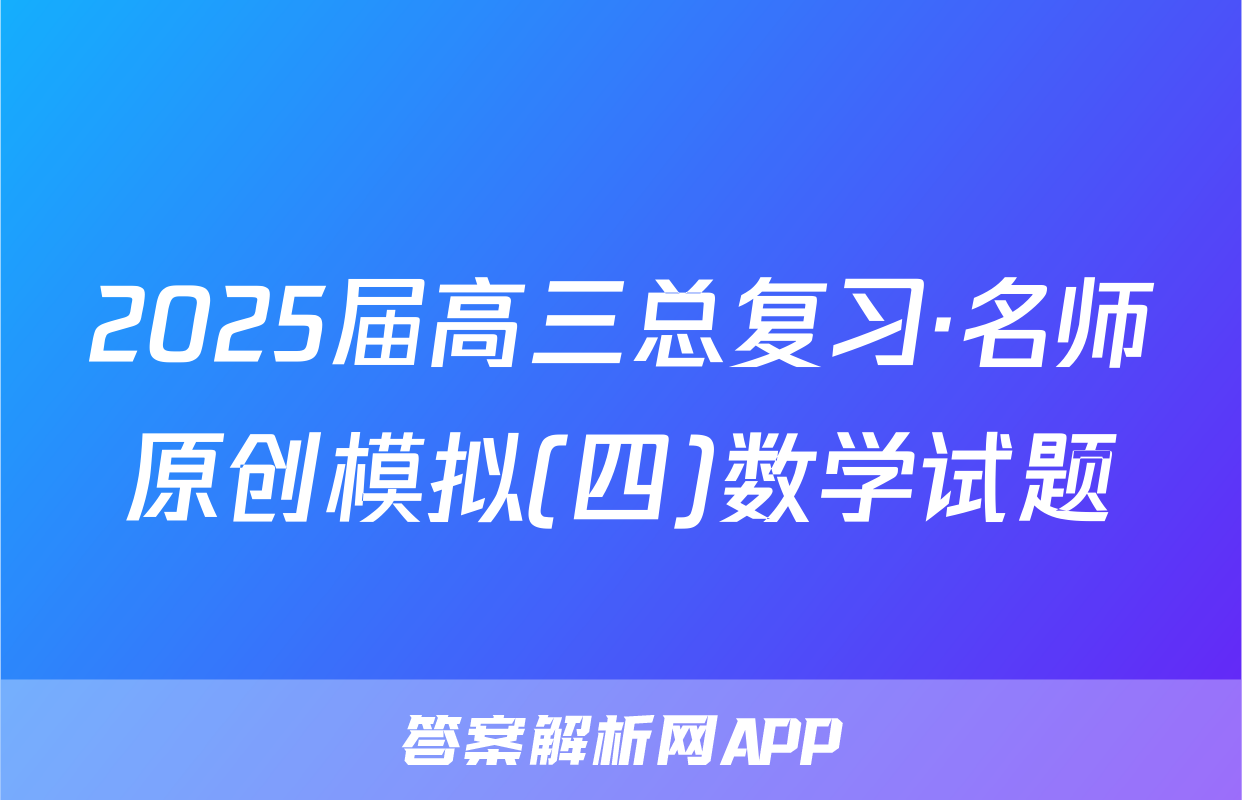 2025届高三总复习·名师原创模拟(四)数学试题
