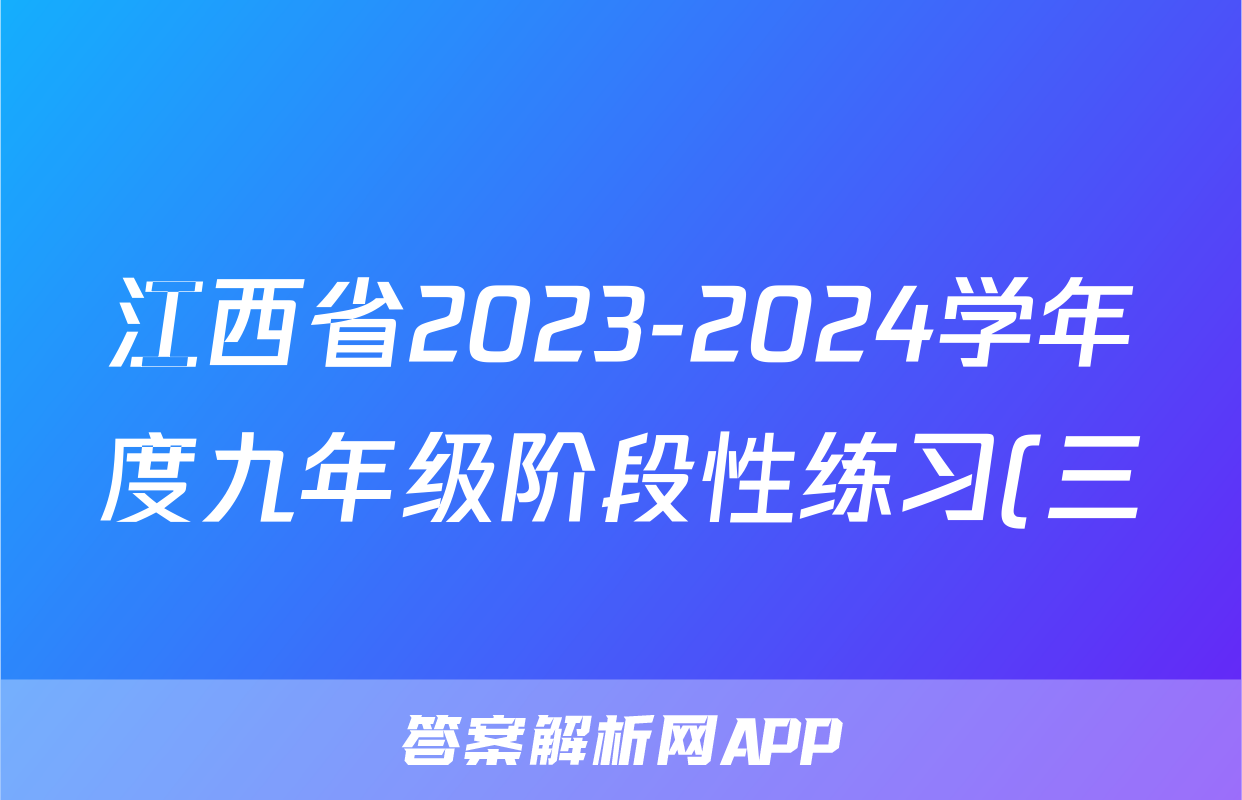 江西省2023-2024学年度九年级阶段性练习(三)x物理试卷答案